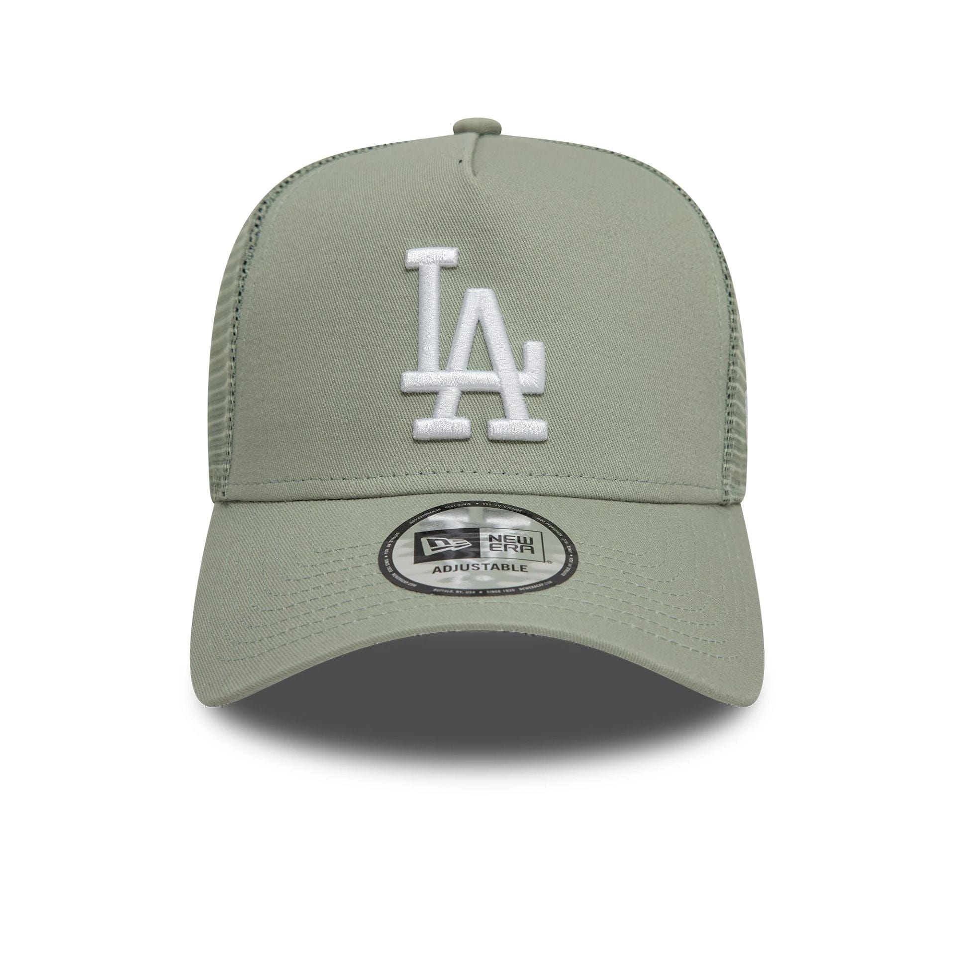 New Era LA Dodgers League Essential Pastel Green 9FORTY A-Frame Trucker Adjustable Cap - Cap On