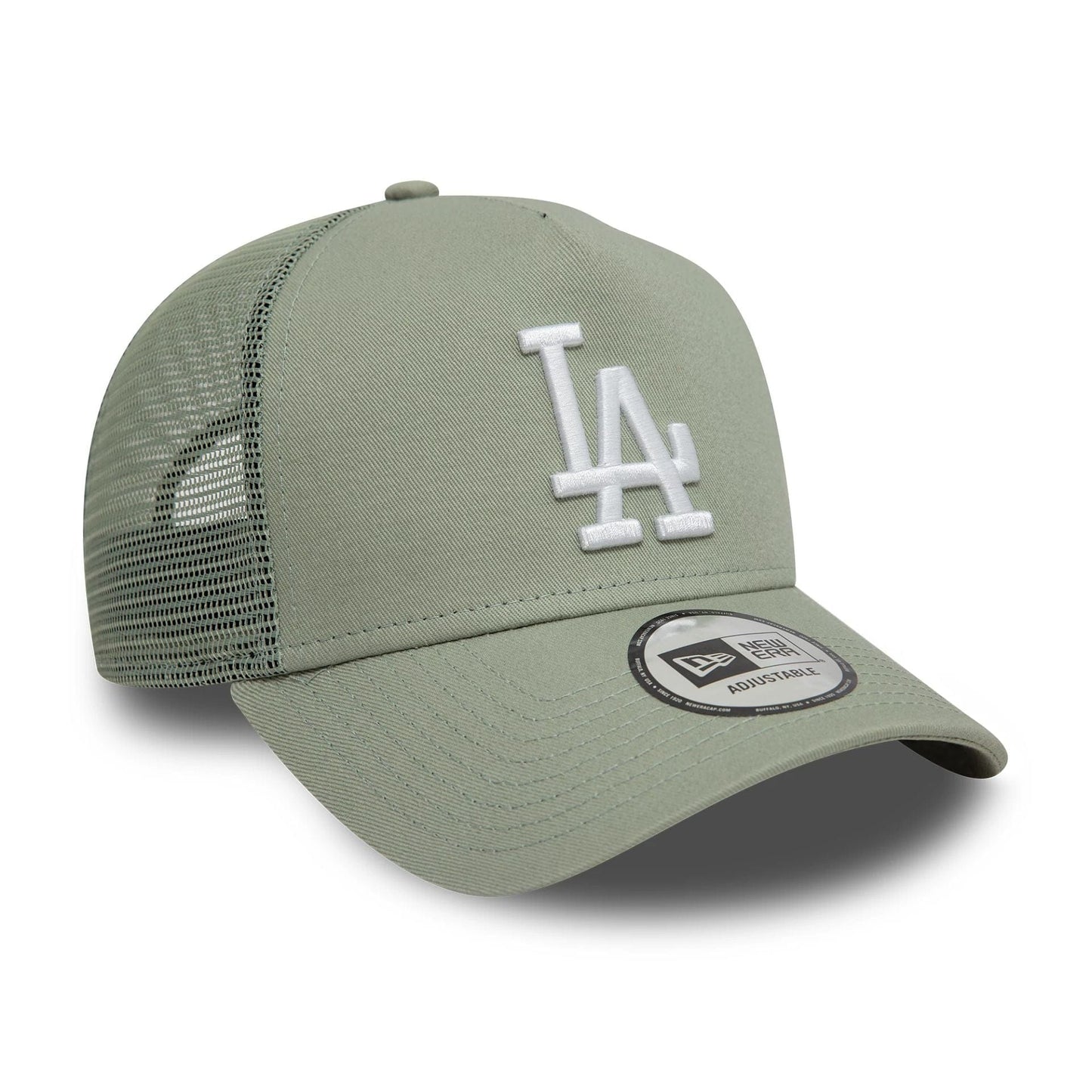 New Era LA Dodgers League Essential Pastel Green 9FORTY A-Frame Trucker Adjustable Cap - Cap On