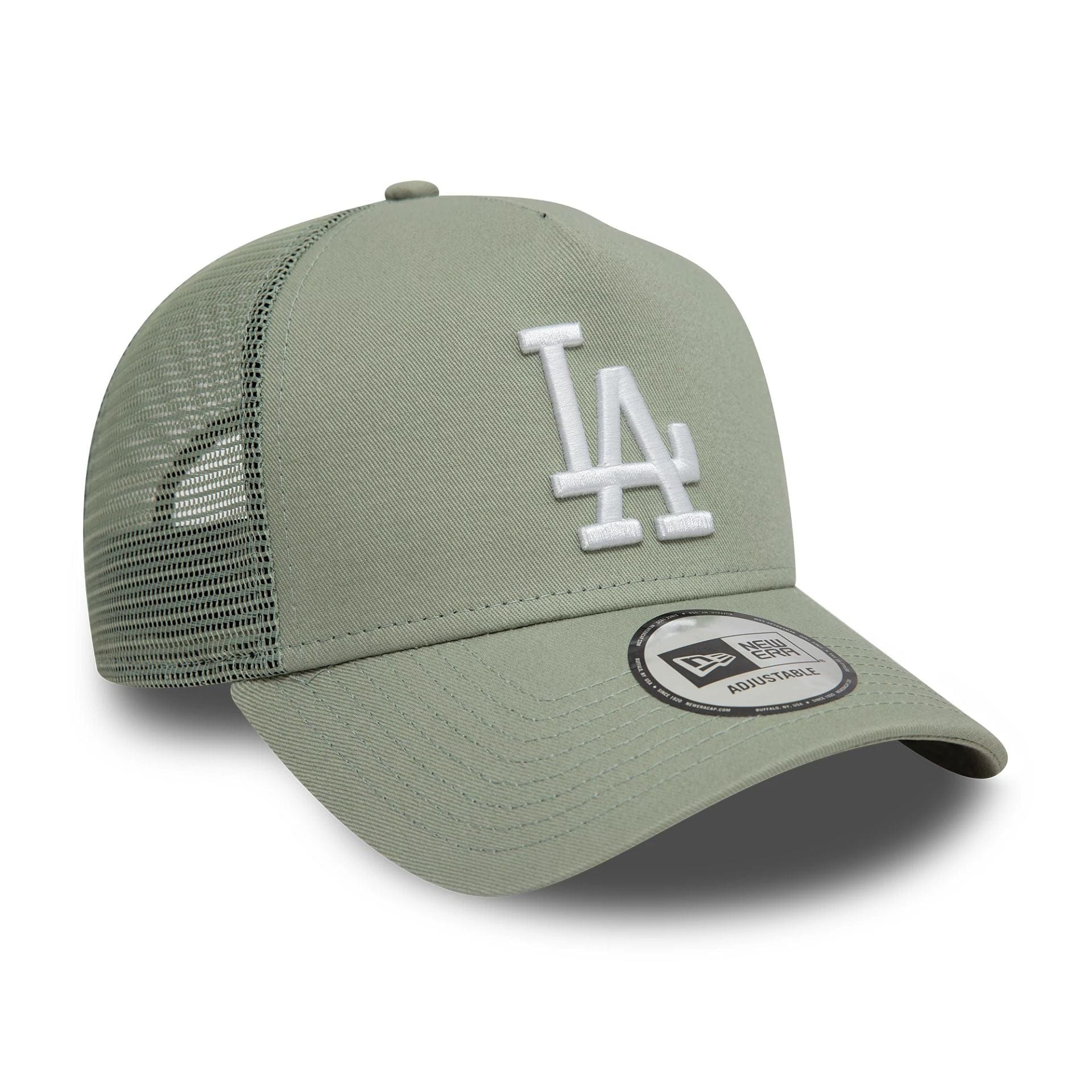 New Era LA Dodgers League Essential Pastel Green 9FORTY A-Frame Trucker Adjustable Cap - Cap On