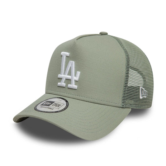 New Era LA Dodgers League Essential Pastel Green 9FORTY A-Frame Trucker Adjustable Cap - Cap On