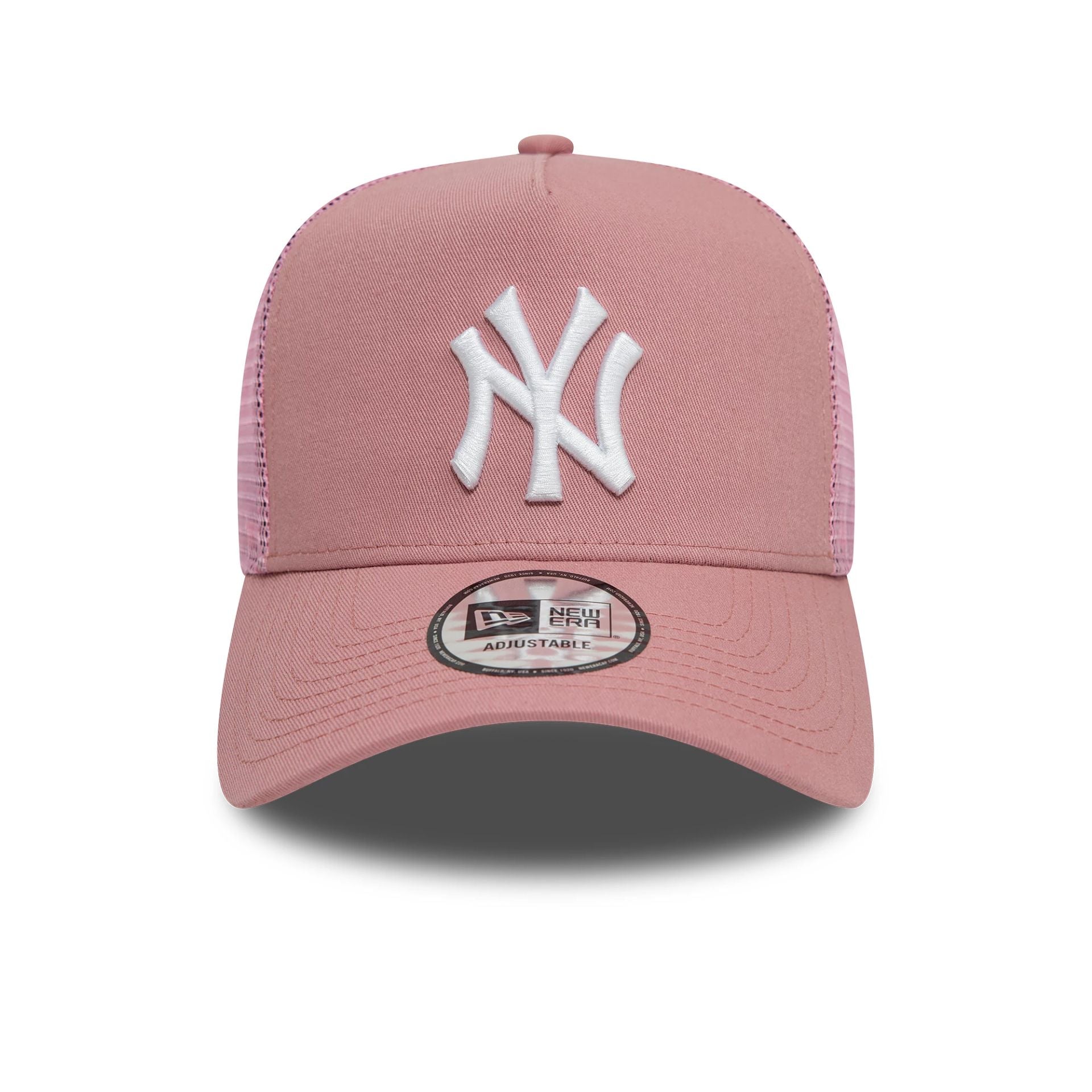 New Era New York Yankees League Essential Dark Pink 9FORTY A-Frame Trucker Adjustable Cap - Cap On