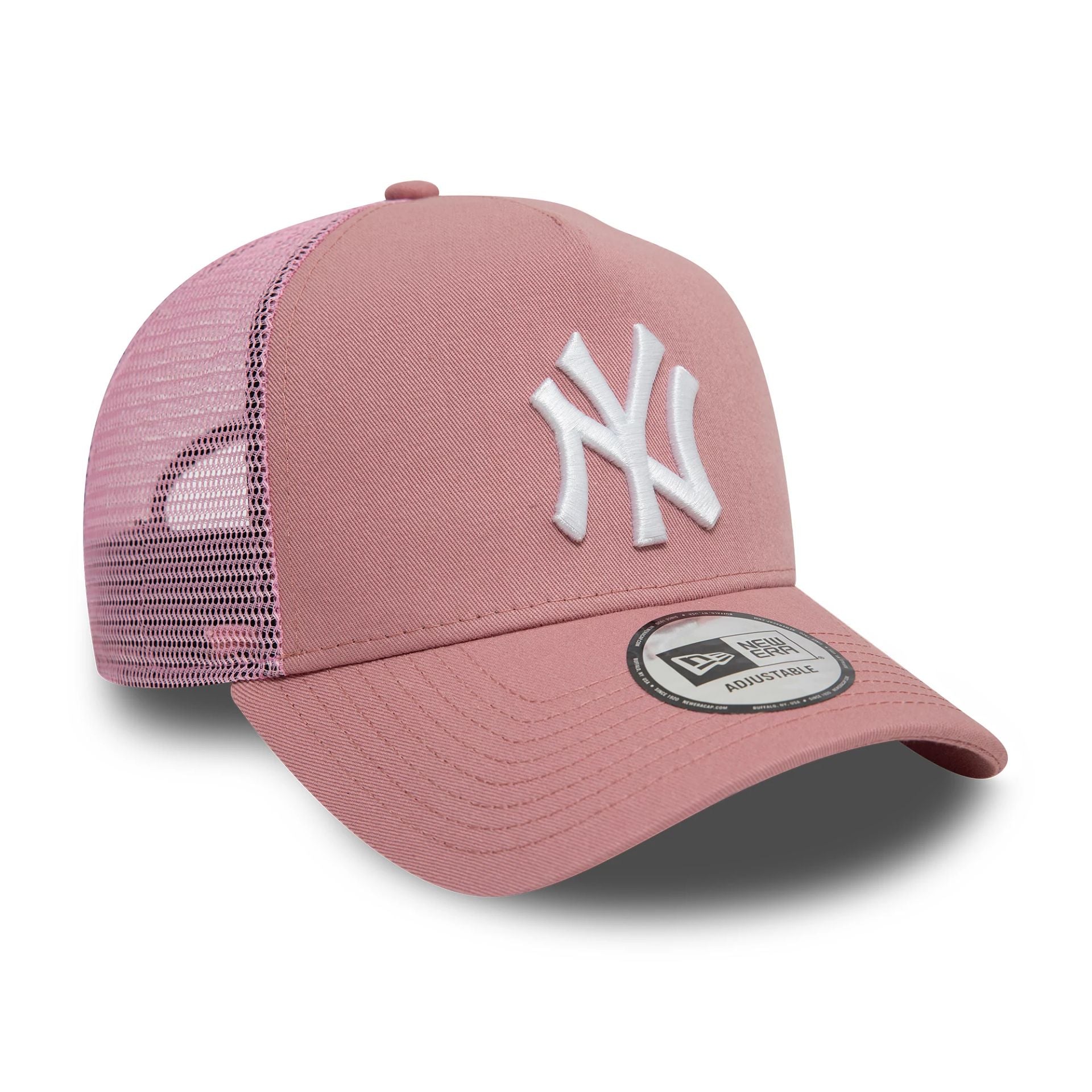 New Era New York Yankees League Essential Dark Pink 9FORTY A-Frame Trucker Adjustable Cap - Cap On