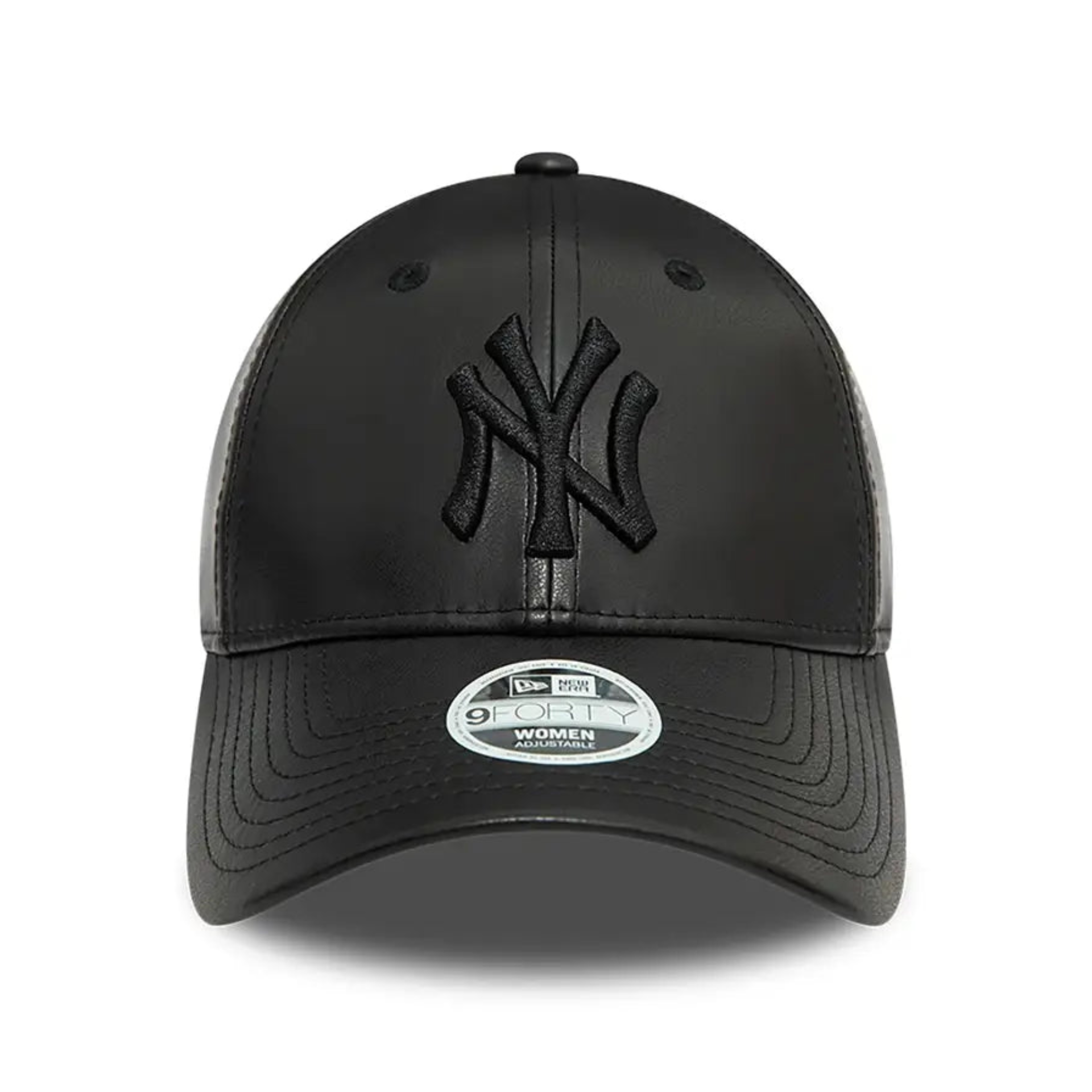 New Era New York Yankees Leather Black 9FORTY Adjustable Cap - Cap On