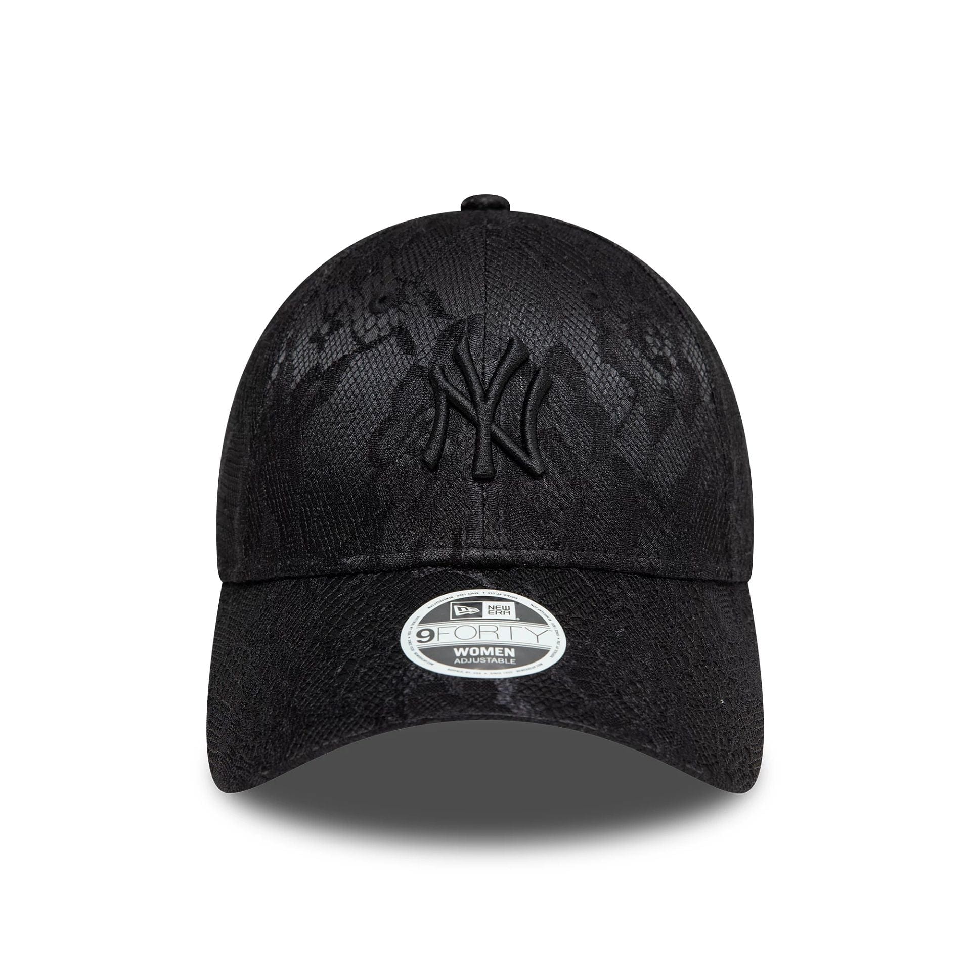 New Era New York Yankees Womens Lace Black 9FORTY Adjustable Cap - Cap On