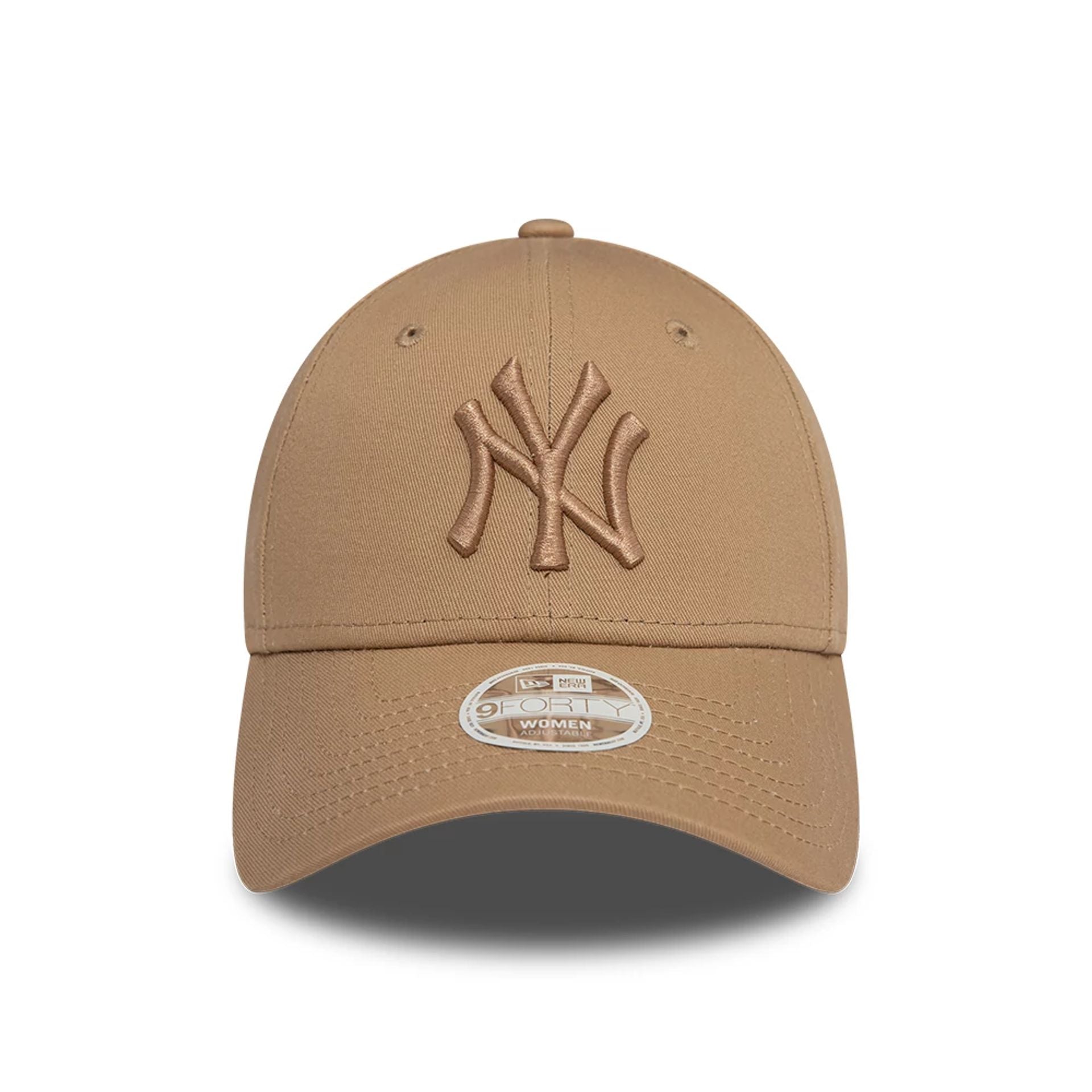 New Era New York Yankees Womens League Essential Light Beige 9FORTY Adjustable Cap - Cap On