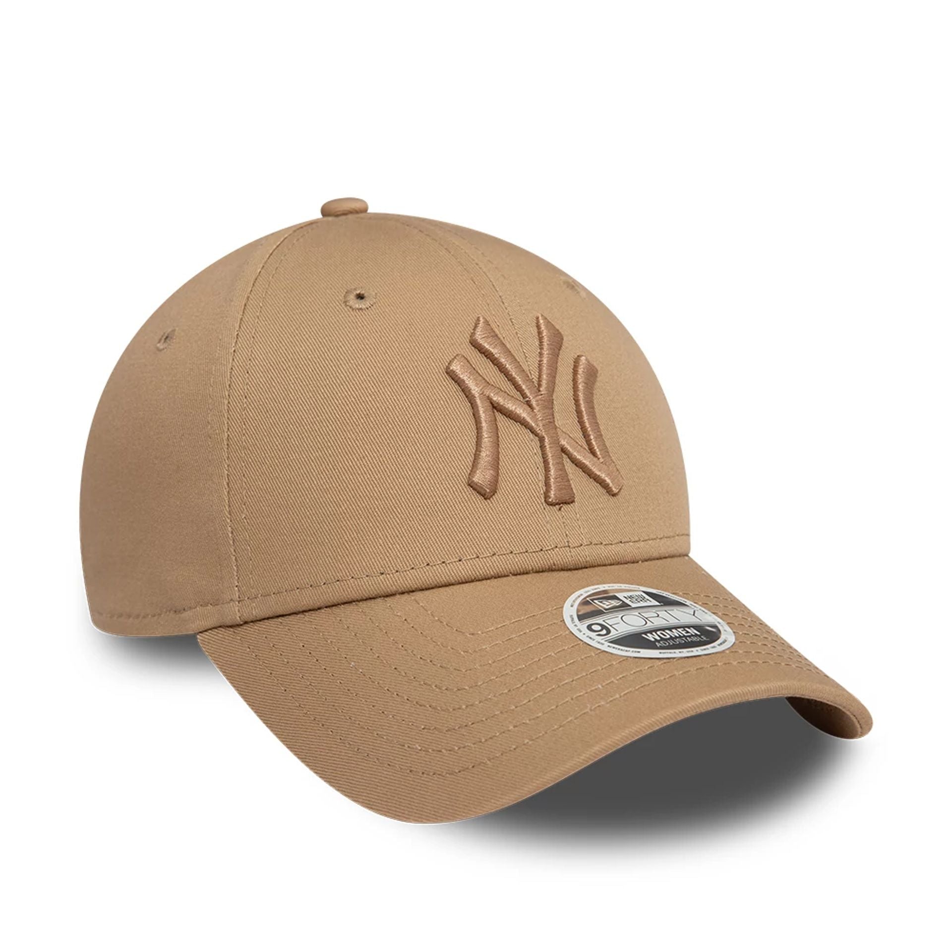 New Era New York Yankees Womens League Essential Light Beige 9FORTY Adjustable Cap - Cap On